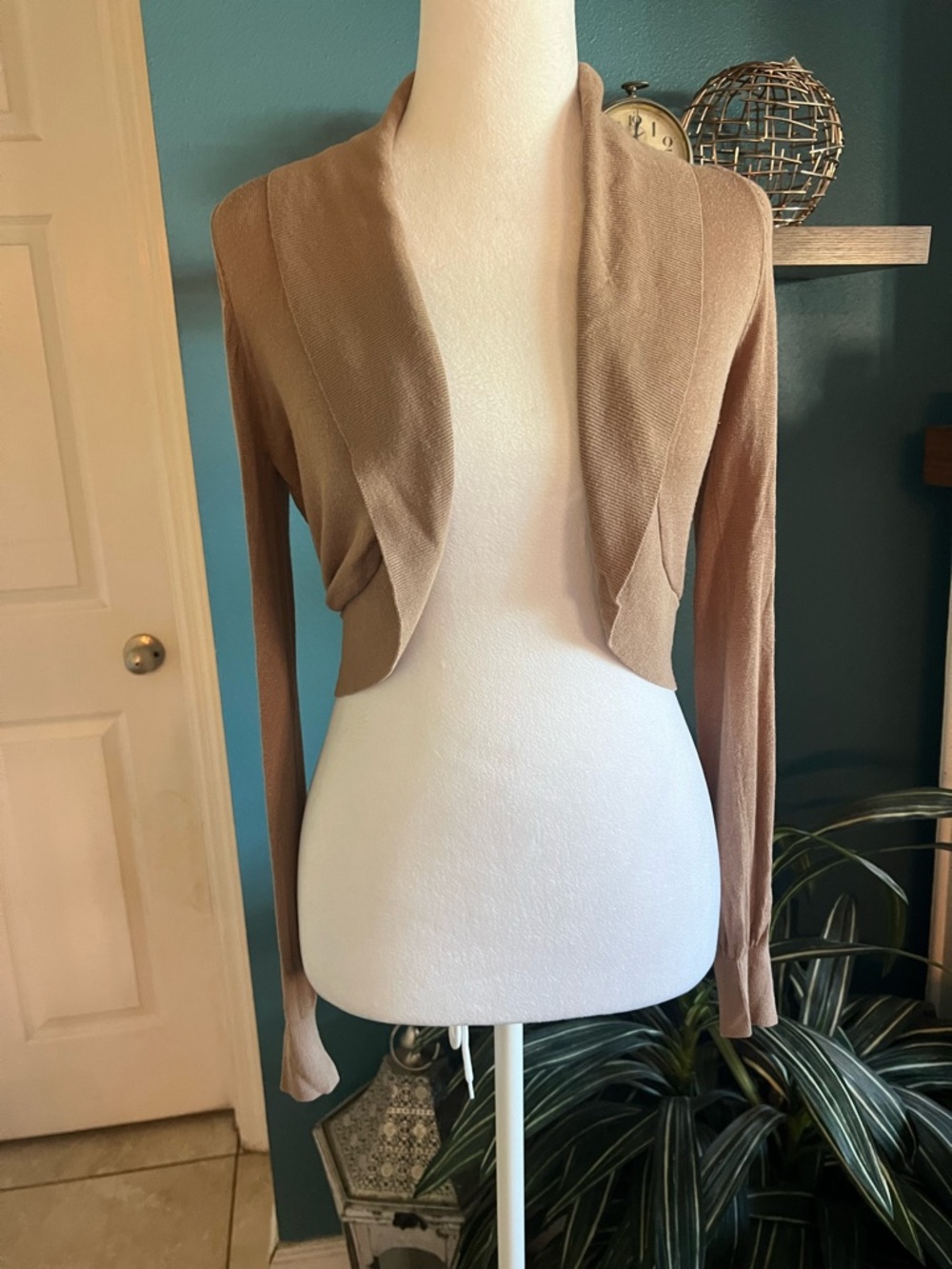 Vintage Emmelee for F.C. Cropped Open-Front Bolero Cardigan - Brown